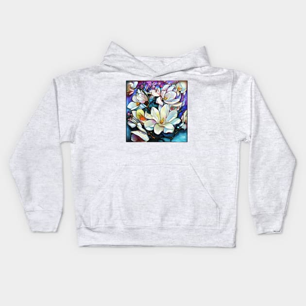 White magnolia Kids Hoodie by bogfl